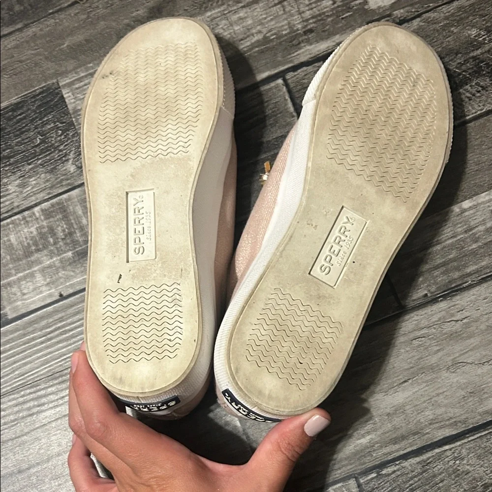 Sperry Blush Canvas Sneakers with Unique Laces - Picture 3 of 5